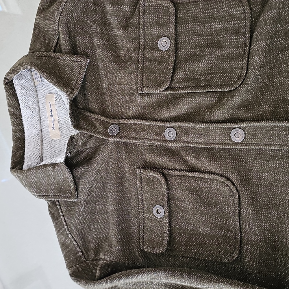 🌴HP🌴Tommy Bahama Shirt Jacket Men's Olive Green Fleece Medium - Picture 3 of 14